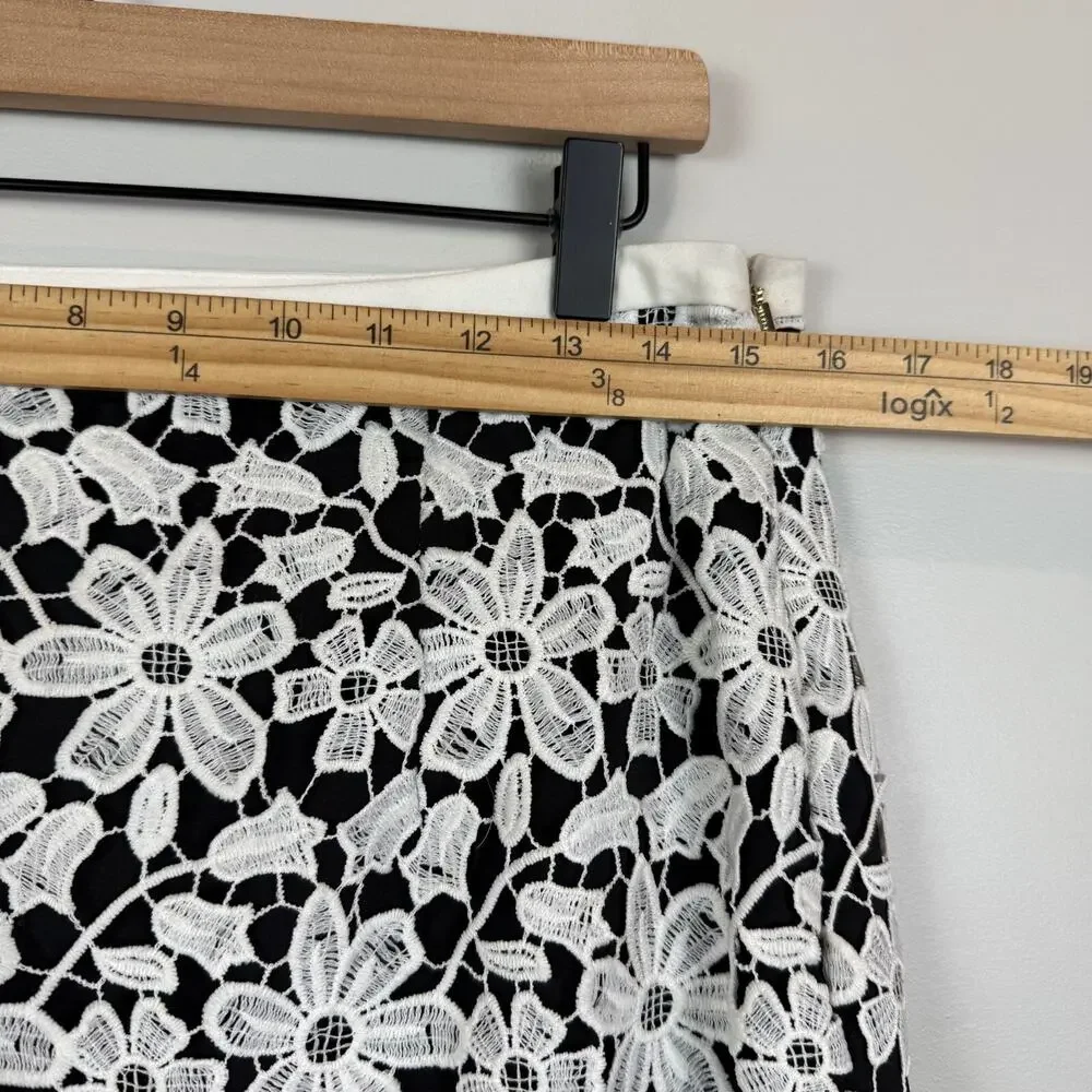 Karl Lagerfeld Paris Floral‎ Pencil Skirt Women 10 Black White Lace Overlay Work